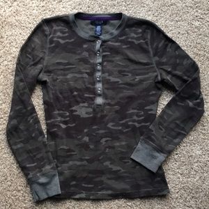 Camouflage Thermal Henley Top